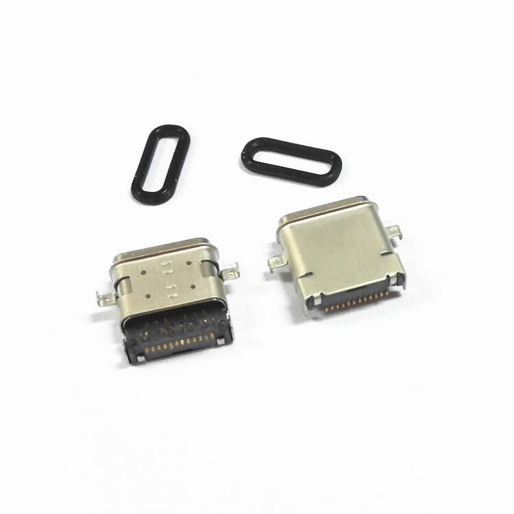 TYPE-C母座24P防水SMT+DIP 無(wú)邊