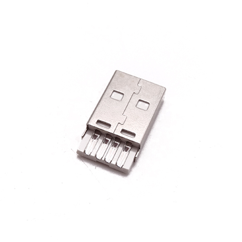 USB 2.0公頭 一體型焊線式4P 焊接A公 白膠