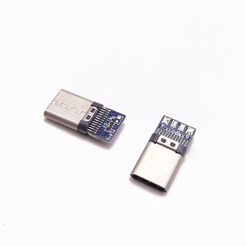 TYPE C 24P公頭 鉚壓有縫 夾板式 帶板2.0焊線式 USB3.1公頭