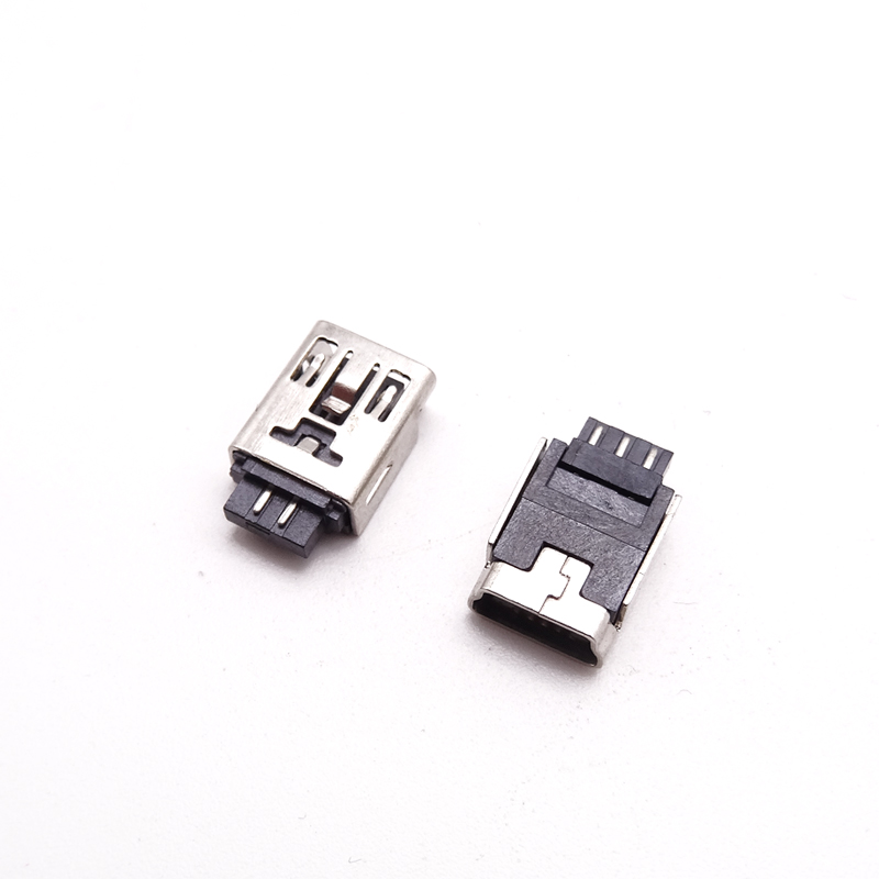 MINI USB 5P母座 B型前五后五焊線式母頭 無護(hù)套