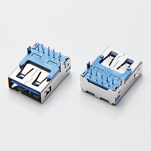 USB 3.0母座 9P板上90度直腳插板直邊 7.0H