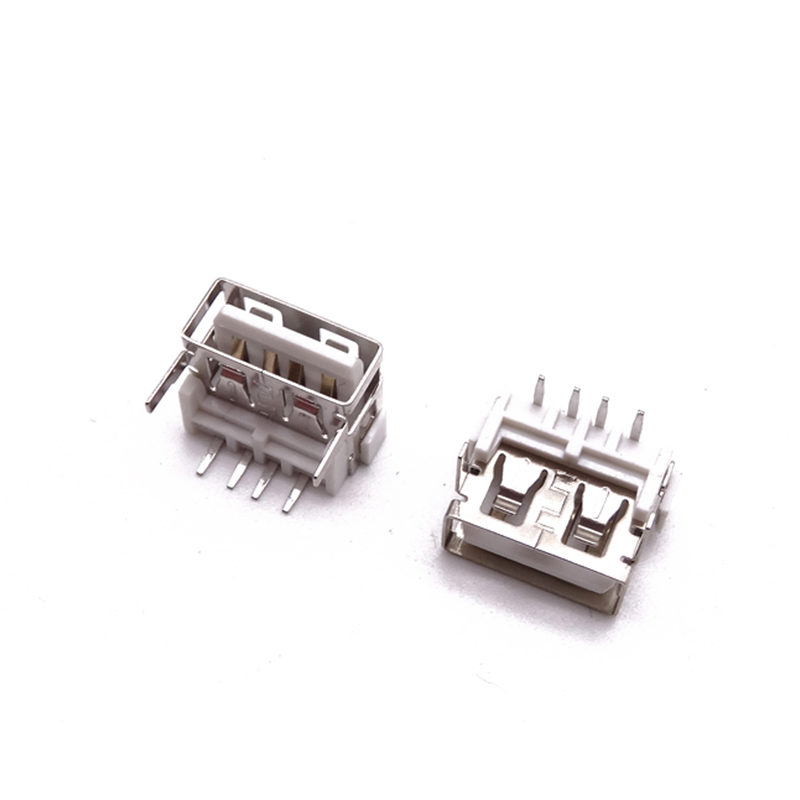 USB 2.0母座 短體10.0前兩腳插板 墊高7.8H 直邊白膠